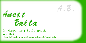 anett balla business card